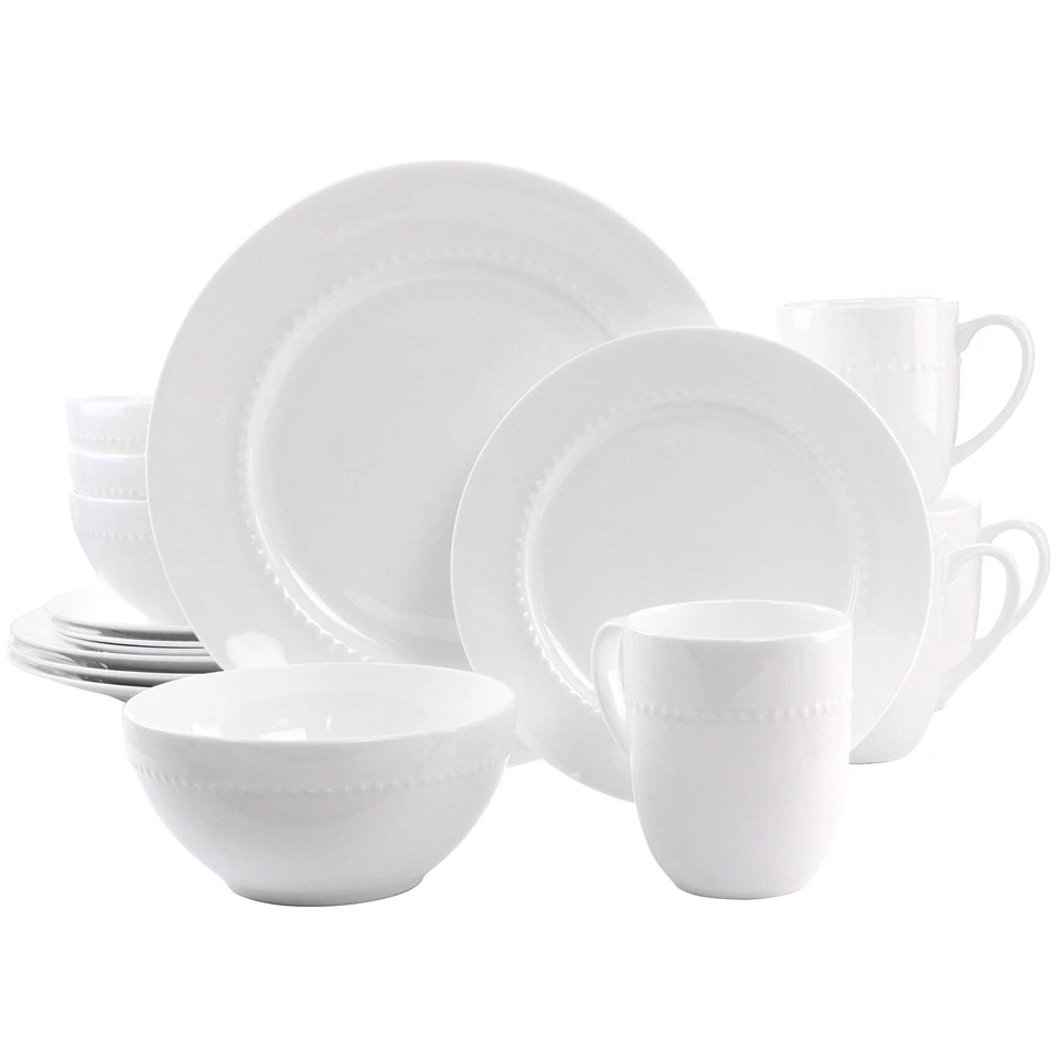 Gibson Elite 16 Piece Embossed Bone China Dinnerware Set in White - Image 1 of 1