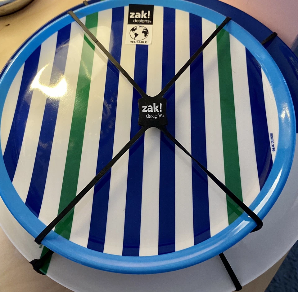 Zak! Designs Side Plate 4 Pieces Blue Geometric Design Melamine - Image 1 of 1