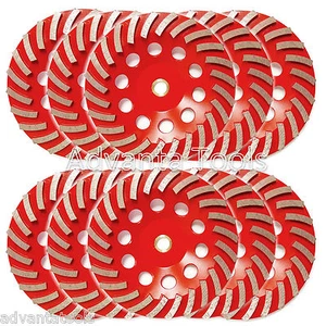 "Rueda de taza de molienda de hormigón turbo en espiral 10 piezas 7"" - 30/40 diamantes de arena 24seg 7/8" - Imagen 1 de 5