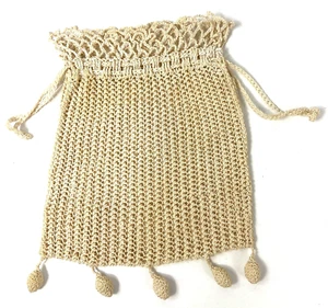 Antique Crochet Handbag Reticule Baubles Drawstring Purse Pouch Handmade - Picture 1 of 10