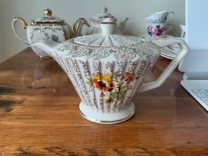 Collectable Art Deco, Sadler tea pot gold chintz VGC - Picture 1 of 5