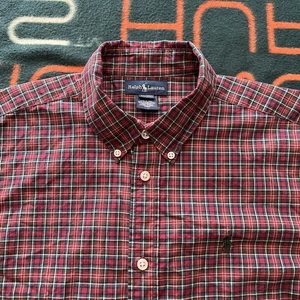 Vintage Ralph Lauren Jungen Button Up Langarm Hemd Burgund XL Preppy PRL Kid - Bild 1 von 4