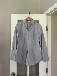 Camicia donna Brunello Cucinelli 100% cotone blu grigio con bottoni taglia XL - Foto 1 di 15