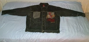 Platinum Fubu Mens Fat Albert Junkyard Gang Black Denim Jean Jacket Size 2X - Picture 1 of 24