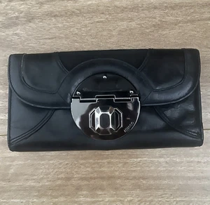 Mimco Stand Off - BLACK Leather Standoff Wallet Clutch Large Purse Compartments - Picture 1 of 5