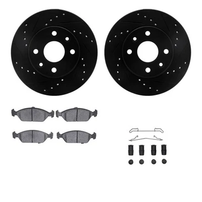 For Kia Sephia 94-00 Drilled & Slotted Front Brake Kit w Optimum Pads - Image 1 of 3