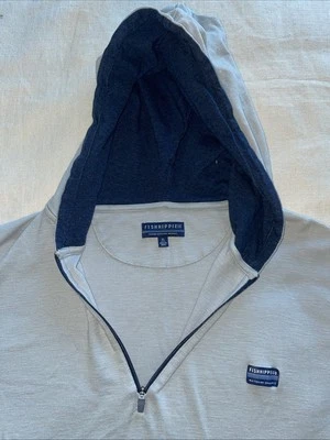 Fishhippie Mens XL Gray 1/4 Zip Pullover Hoodie Sweatshirt Lightweight Grey - Image 1 of 4