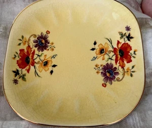 Antiker Limoges Golden Glow kleiner Servierteller gelb floral gold (4) - Bild 1 von 5