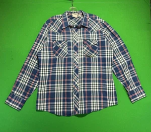 Vintage Lee Pearl Snap Shirt Men's XL Long Sleeve Rodeo Western Plaid CHECK PICS - Picture 1 of 17