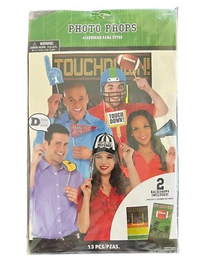 FOOTBALL Photo Booth Props Kit Party Game Day Decorations Backdrop Scene Setter - Image 1 of 2