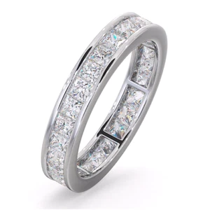 2.00 Carat Princess cut Diamond Channel-set Full Eternity Ring 18K White Gold - Picture 1 of 6