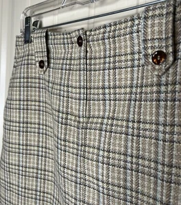 Casual Corner Pencil Skirt Tan Plaid With Slip size 4 Tan Brown Blue - Picture 1 of 7