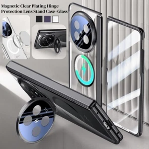Magnetic Clear Plating Hinge Protection Lens Stand Case+Glass For Oppo Find N5 - Picture 1 of 27