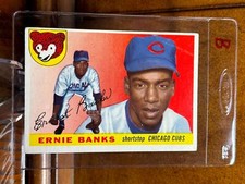 1955 TOPPS #28 ERNIE BANKS HOF CHICAGO CUBS HOF 2ND YEAR CARD VG