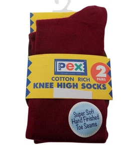Knee High Socks 2 pk Pex Graduate Colour Wine - Picture 1 of 4