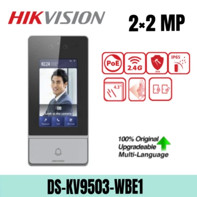 Hikvision DS-KV9503-WBE1 QR Colorful 4.3'' Facial Recognition Villa Door Station - Image 1 of 4