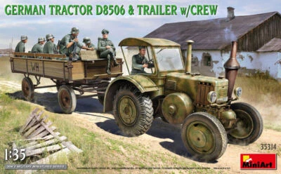 KIT MODELLINO MILITARE STATICO MINIART GERMAN TRATTORE D8506 WITH TRAILER CREW  - Immagine 1 di 4