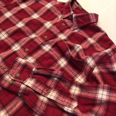 Camisa de franela manga larga abotonada Cabela's para hombre L roja a cuadros al aire libre informal Foto 1 de 4