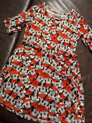 Girls Disney Minnie Mickey Mouse Santa Christmas Dress Size S 6/6x - Image 1 of 4