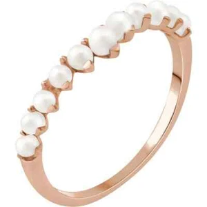 Anillo de perlas cultivadas de agua dulce rosa 14K - Imagen 1 de 2