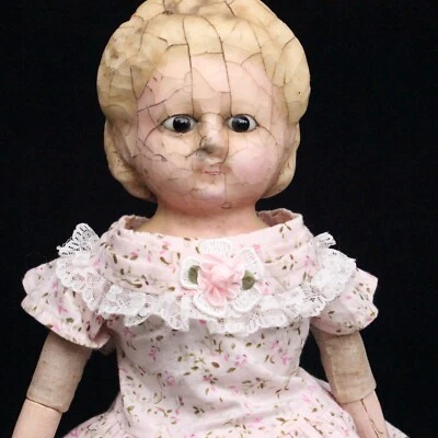 Antique  ancien Poupée env. 1830-1850 poupée Biedermeier - Photo 1/4