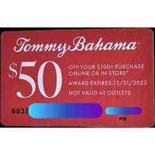 Tommy Bahama $50 Off $100 Purchase Expires Dec. 31 2023 Gift Card Coupon
