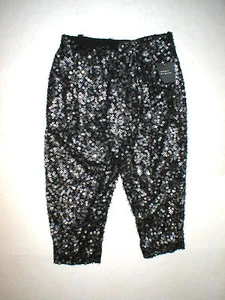 NWT Womens New Robert Rodriguez Relaxed Sequin Trouser Pants Crop 4 Black Silver - Picture 1 of 7
