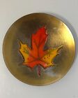 Vintage Jules Perrier Canada Enamel On Brass Pin Dish Maple Leaf Signed 17.5 Cms