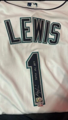 MARINERS KYLE LEWIS AUTOGRAPHED 2020 AL ROY WHITE NIKE AUTHENTIC JERSEY 48 W AUT - Image 1 of 2
