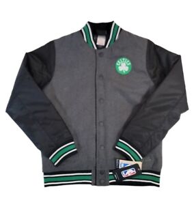 Boston Celtics NBA Youth Boy's Gray Snap Varsity Team Logo Jacket Coat: 10-12