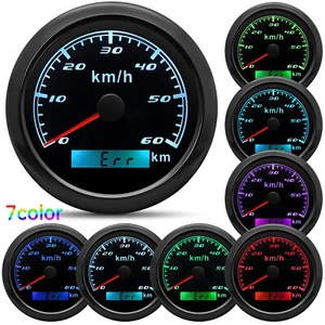 85mm schwarzes GPS Geschwindigkeitsmesser 0-60km/h Messgerät 7 Farben LED - Bild 1 von 15