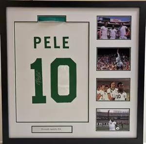 Pele Signed Brazil New York Cosmos Shirt In Framed Presentation - Picture 1 of 1