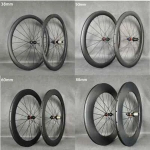 700C Road Disc Brake Carbon Fiber Bicycle Wheel Set 38/50/60/88mm Depth UD Matte - Picture 1 of 20