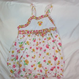 Pagliaccetto BT KIDS vintage bianco rosa giallo fiori a scatto taglia 2t ricamo waffle  - Foto 1 di 12