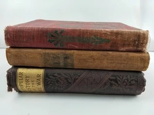 Rare 1800s Antique Book Lot Of 3 Worn Display Decor Literature History Hardcover - Bild 1 von 19