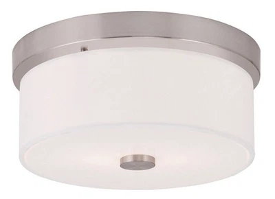 Livex Lighting 50862 Meridian 2 Light Flush Mount Ceiling Fixture - Nickel - Image 1 of 4