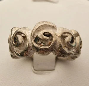 925 Matte Sterling Silver Swirl Band Ring, Size 6 - Picture 1 of 5