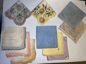 Ladies Handkerchiefs, Lot of 10 ~ Hand Painted, Irish Linen, Embroidery, Ejung - Picture 1 of 15