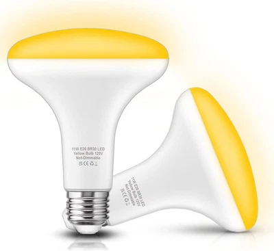Yellow Bug Light Bulb Outdoor, 100W Equivalent Yellow Amber Bulbs, 11W BR30 LED - Image 1 of 4