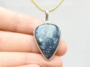 Kyanit glatt Birnenform Cabochon Silber poliert Metall Anhänger 26x18x6 mm - Bild 1 von 8