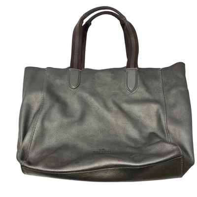 Coach Large Metallic Pewter Soft Leather Tote Bag *FLAWS - Image 1 of 4