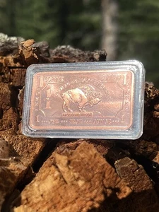 1 oz .999 Copper Bullion Bar – American Buffalo Type 2 – Encapsulated Ingot - Picture 1 of 8
