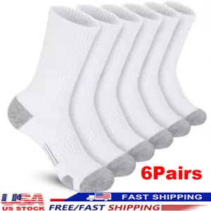 6 Pairs Mens Athletic Crew Socks Cushion Running Work Breathable Outdoor Socks - Picture 1 of 8