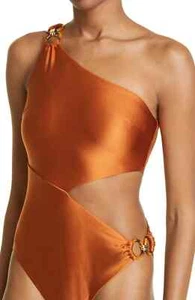 NWT Zimmermann Asymmetric Cutout One-Shoulder One-Piece Swimsuit Caramel Size 1 - Picture 1 of 6
