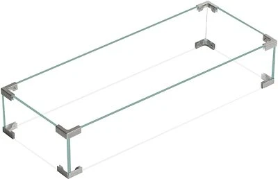 BALI OUTDOORS Gas Fire Table 30.7" x11.8" x 5.9" Wind Guard Clear Tempered Glass