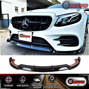 Mercedes E Class E43 E53 W213 AMG Line Front Splitter Spoiler Lip Gloss Black - Picture 1 of 10