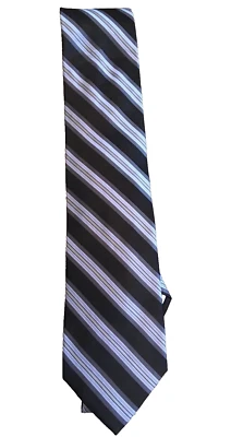 Corbata Calvin Klein 100 % seda azul con rayas azul claro y gris clásico Foto 1 de 4