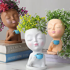 Resin Figure Face Sculpture Vases Handicrafts Holiday Gift Home Decor for Garden