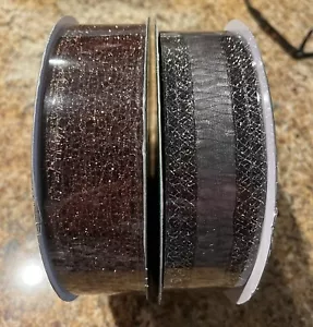 2 New Kirkland Signature Ribbon Striped Wire Edged 1.5” 50 Yards Fall Winter - Picture 1 of 7
