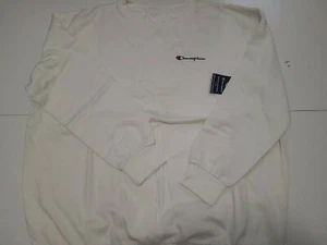 Champion White Script Logo Sweatshirt Men's Long Sleeve Crew Neck Size 2XL - Picture 1 of 4
